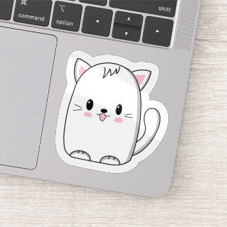 Título: Adesivo de Gatinho Kawaii Branco - Minimal