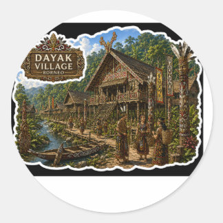 TÍTULO ALDEIA DAYAK CULTURA TRIBAL BORNEO ADESIVO