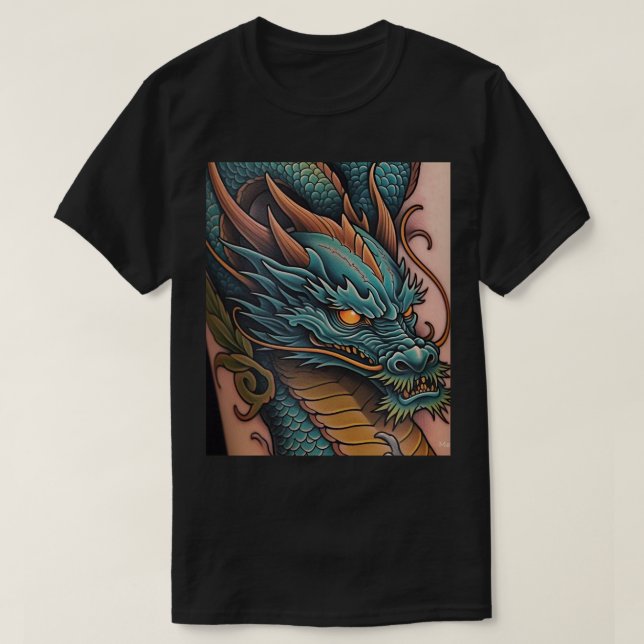 Título: Bold Dragon Graphic Men's Black T-Shirt De (Frente do Design)
