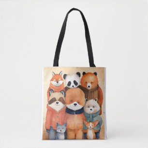 Título: Feliz Amigos Cuddling Tote Bag Celebrar