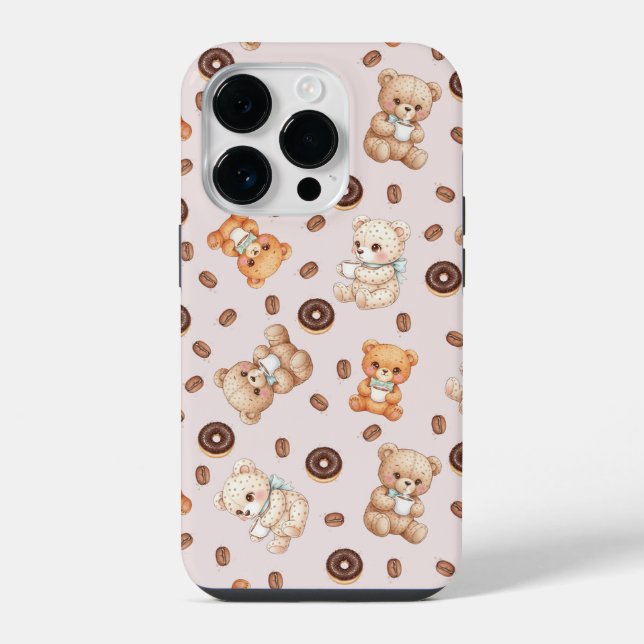 Título Padrão Sem Costura de Urso, Café e Donuts F (Verso)