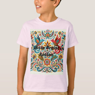 Título: Vibrant Folk Art Floral Patterno T-Shirt