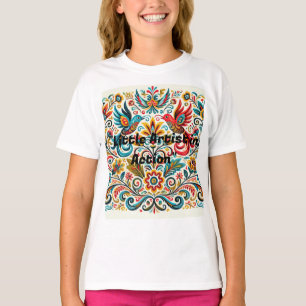 Título: Vibrant Folk Art Floral Patterno T-Shirt