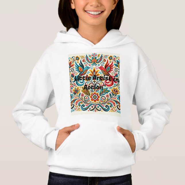 Título: Vibrant Folk Art Floral Patterno T-Shirt (Frente)