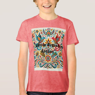 Título: Vibrant Folk Art Floral Patterno T-Shirt