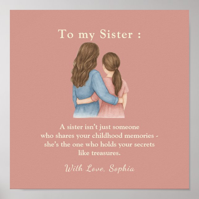 To My Sister – Personalized Photo Message Poster (Frente)