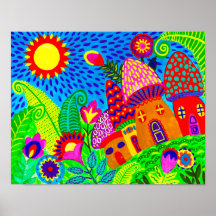 Toadstool Magical Garden Folk Art Impressão
