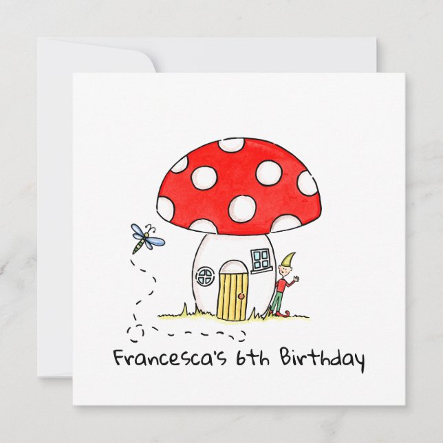 Toadstool Personalizada, Convite Elf & Dragonfly (Frente)