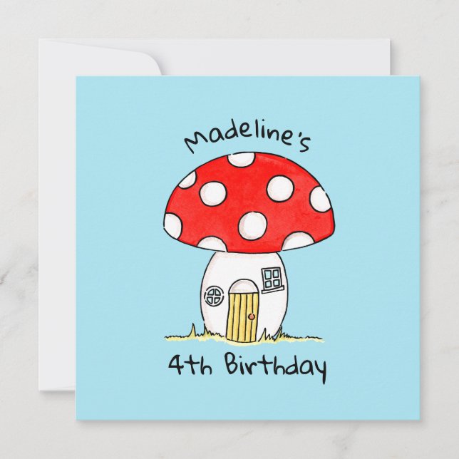 Toadstool Personalizada Convite para Crianças (Frente)