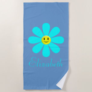 Toalha Aqua Happy Face Flor Personalizada de Praia