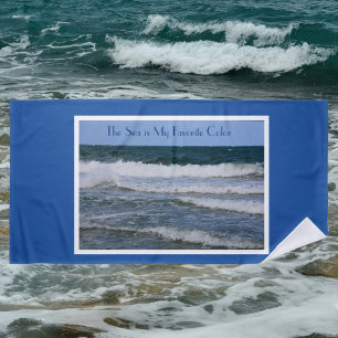 Toalha Azul de Praia Personalizável do Oceano Atlâ