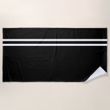 Toalha Black Beach com Linhas Brancas