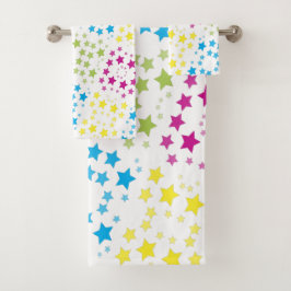 Toalha com Estrelas Coloridas e Branco