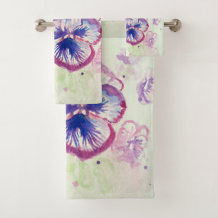Toalha de água-forte roxa de Pansy Pastel Floral B
