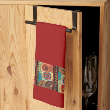 Toalha de Arte Tradicional da Etiópia Vermelha