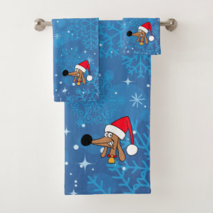 Toalha de Banheiro de Natal Cheeky Dachshund