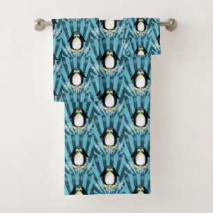 Toalha de Banheiro Define Pinguim
