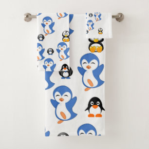 Toalha de Banheiro Define Pinguim