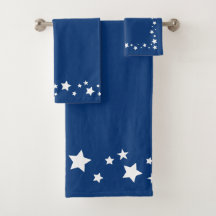 Toalha de banheiro elegante, azul com estrelas