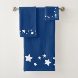 Toalha de banheiro elegante, azul com estrelas