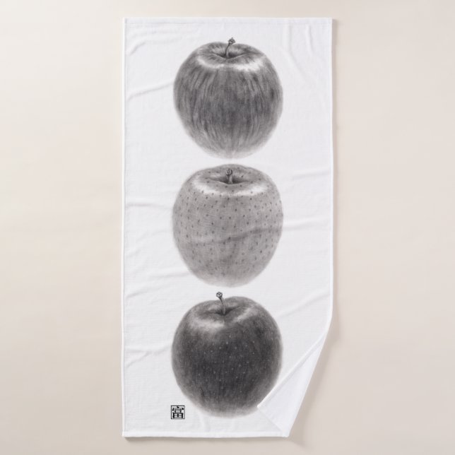 TOALHA DE BANHO 3個のりんご　縦 (Toalha de Banho)