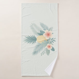 Toalha De Banho Abacaxi floral e havaiano