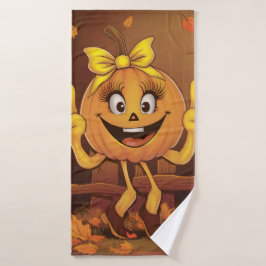 Toalha De Banho Abóbora feliz.