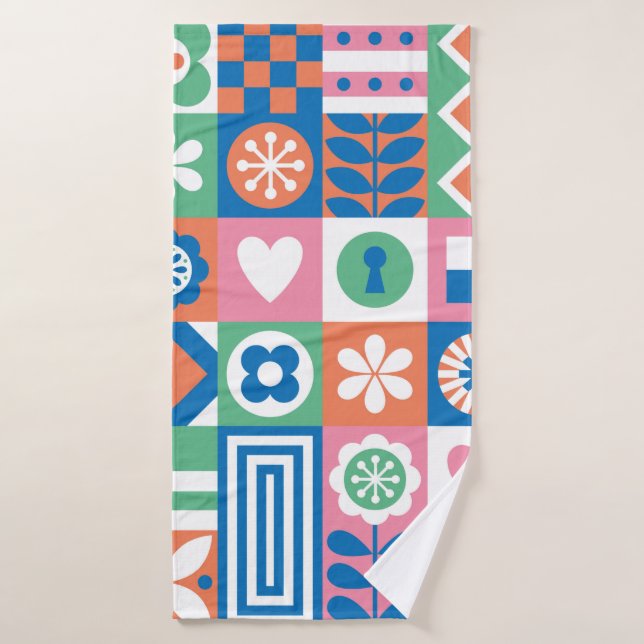 Toalha De Banho Abstract floral seamless pattern. Scandinavian and (Toalha de Banho)