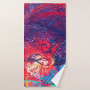 Toalha De Banho Abstrato belo fundo vermelho e azul brilhante