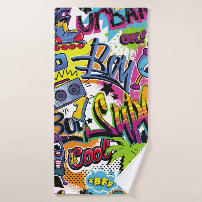 Toalha De Banho Abstrato com padrão história em quadrinhos sem sol (Toalha de Banho)