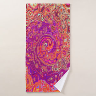 Toalha De Banho Abstrato de Retro Coral e espiral de mármore roxo