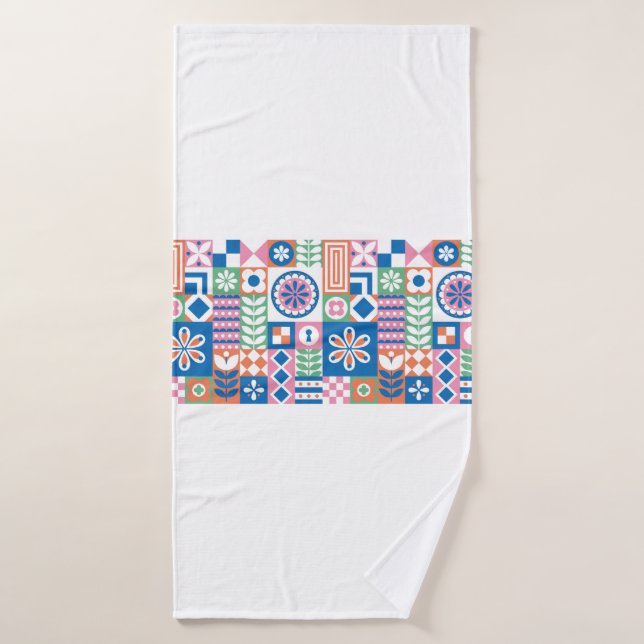 Toalha De Banho Abstrato floral. Padrão folclórico sem aparência.  (Toalha de Banho)