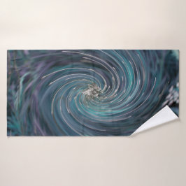 Toalha De Banho Abstrato-Retro-preto e espiral cósmica em tom lega