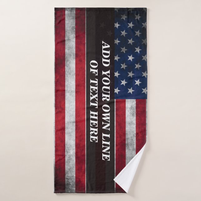 Toalha De Banho Adicione seu texto ao sinalizador americano (Toalha de Banho)