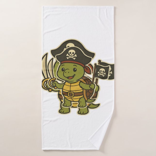 Toalha De Banho Adorable Pirate Turtle Classic T-Shirt (Toalha de Banho)