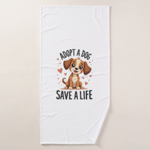 Toalha De Banho Adote Um Cachorro Salve Uma Vida Vintage Cachorrin