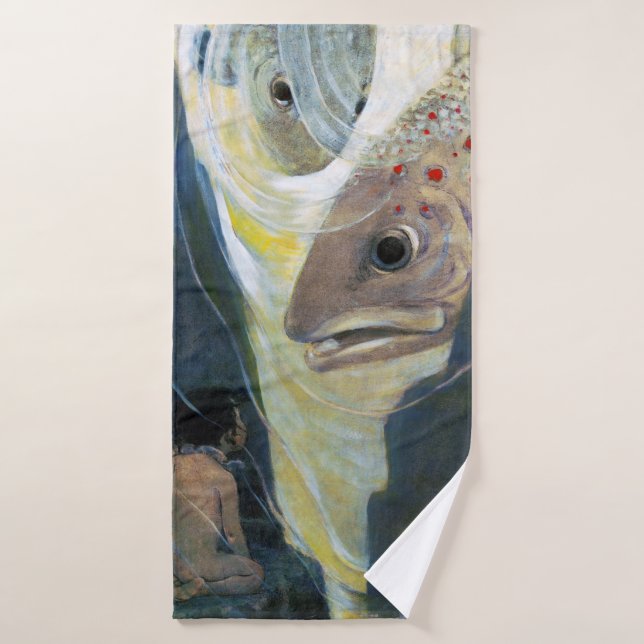 Toalha De Banho Água, Bebê e Peixe, Jessie Willcox Smith (Toalha de Banho)