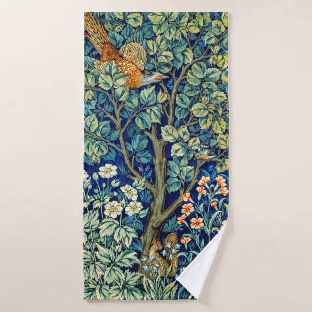 Toalha De Banho Animais e Flores, Floresta, William Morris (Toalha de Banho)