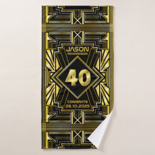 Toalha De Banho aniversário de 40 anos Art Deco Dourado Excelente
