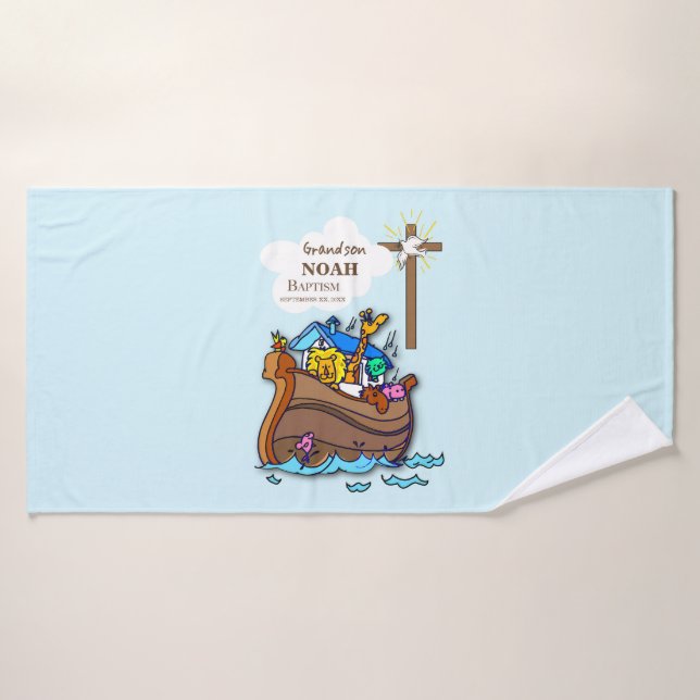 Toalha De Banho Arca personalizada do neto Baptism Noah (Toalha de Banho)