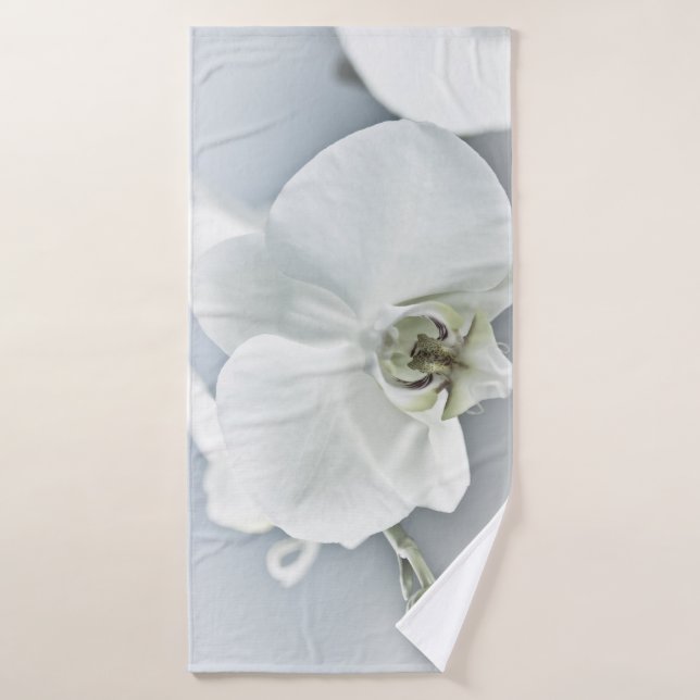 Toalha De Banho Arte Botânica de Orquídea Branca Elegante (Toalha de Banho)
