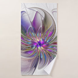 Toalha De Banho Arte de fractal abstrato colorido e energético Flo