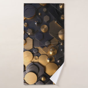 Toalha De Banho Arte de Parede Metálica Geométrica de Abstrato - D