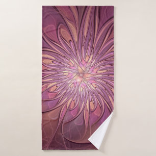 Toalha De Banho Arte floral fractal moderno abstrato cores de frut
