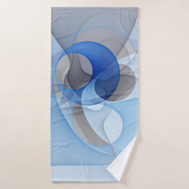 Toalha De Banho Arte Gráfica Fractal Azul Cinza Abstrata Moderna