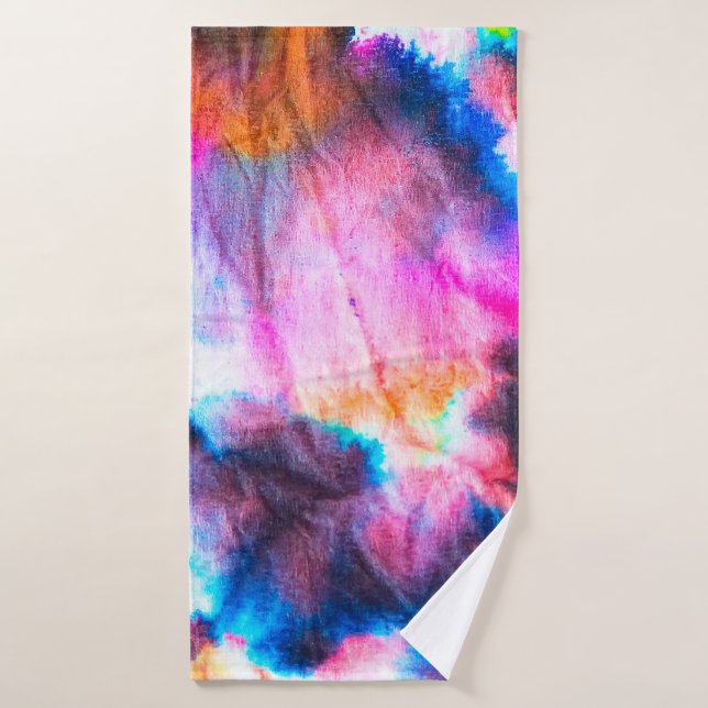 Toalha De Banho Arte suja. Vermelho brilhante, lilás, rosa, cores  (Toalha de Banho)