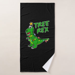 Toalha De Banho Árvore de Natal Rex Dinossauro T-Rex Xmas
