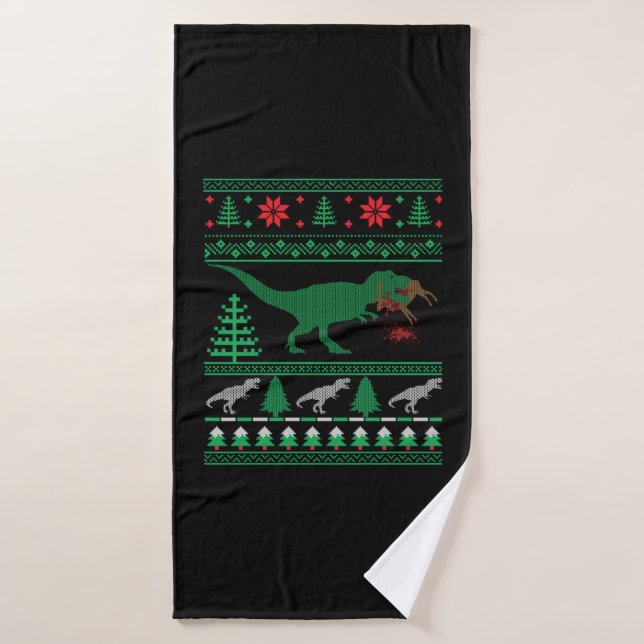 TOALHA DE BANHO ÁRVORE DINOSSAUR FUNNADA REX COM LUZES DE NATAL T- (Toalha de Banho)