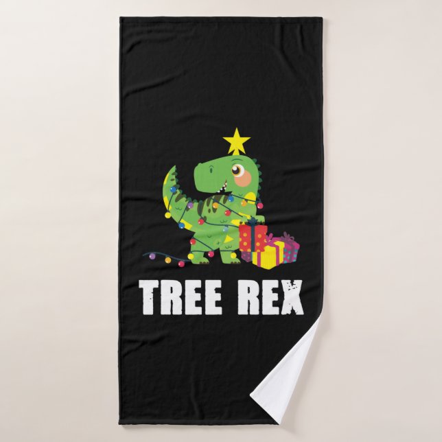 Toalha De Banho Árvore Rex com bolas de Natal - dinarca engraçada (Toalha de Banho)