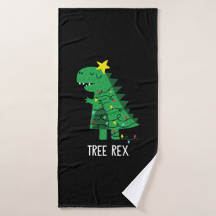 Toalha De Banho Árvore Rex Funny Dinossaur Árvore de Natal T Rex